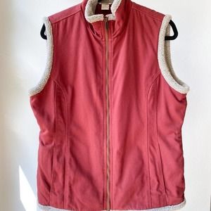 DULUTH TRADING CO. Men's Red Fire Hose Sherpa Trim Full Zip Vest w/ Pockets sz M